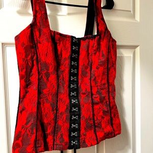 Royal Bones red and black lace size large tank top vintage 90s retro